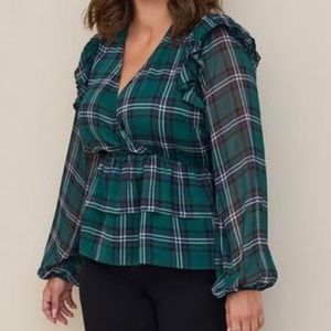 Never Worn Plaid Ruffle Torrid Top